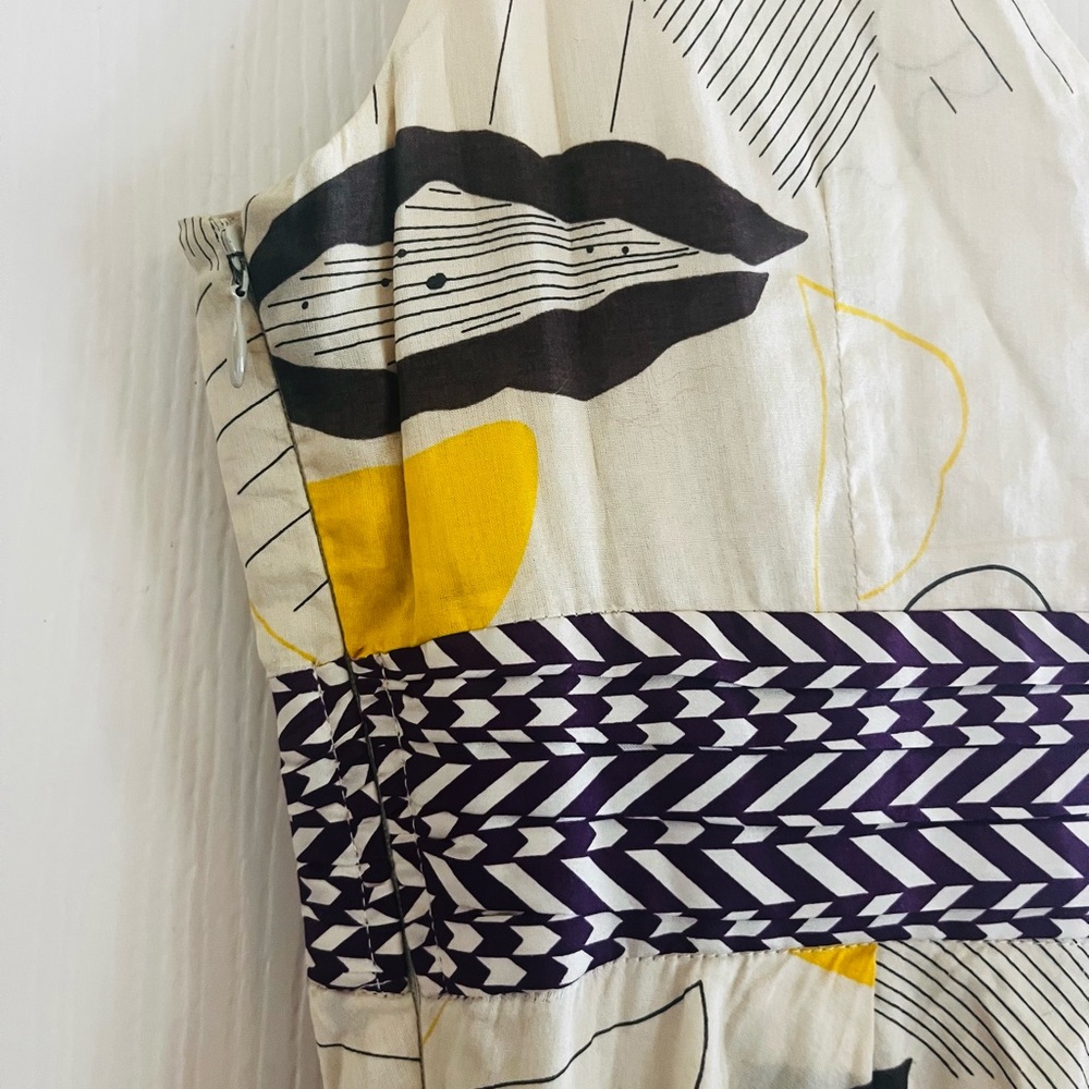Moulinette Soeurs Anthropologie Cream Maxi Dress with Yellow Purple Floral Print - Picture 8 of 12